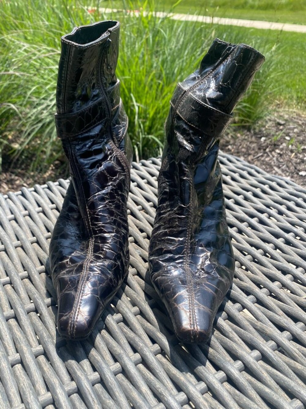Stuart Weitzman Leather Croc Boot